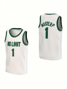 White Basketball Suit Embroidered V-neck Men's Sports Vest Polyester Mesh Training Suit S-3XL