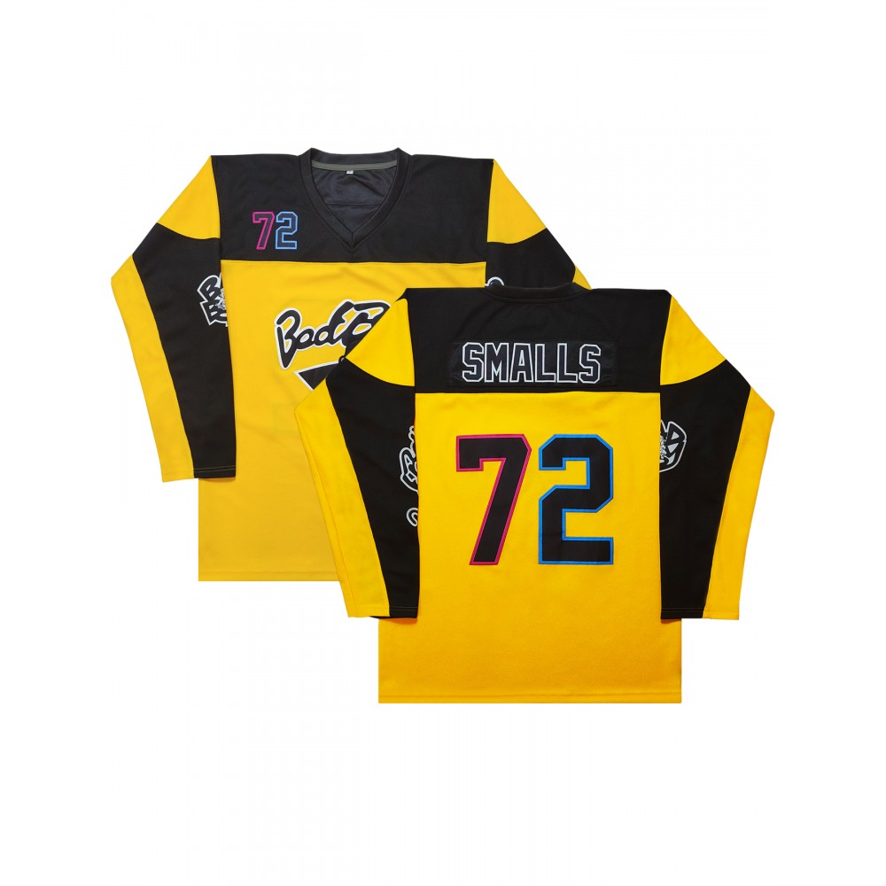 Men's #72 Yellow & Black Ice Hockey Jersey - V-Neck, Short Sleeve, Breathable Sports Uniform for Training & Competition, Polyester, Machine Washable