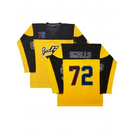 Men's #72 Yellow & Black Ice Hockey Jersey - V-Neck, Short Sleeve, Breathable Sports Uniform for Training & Competition, Polyester, Machine Washable