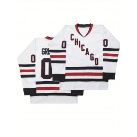 Men'S #00 Embroidery White ice hockey Sport Jersey : V-neck short sleeves Breathable Sports Uniform For Training Competition