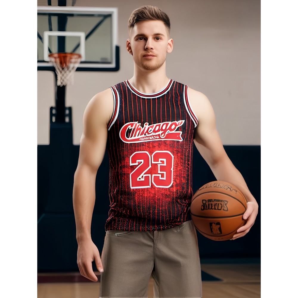 90's Retro Style Men Basketball Clothing, 23# Camouflage Fashion Trend Blockbuster Passion All Match Holiday Carnival