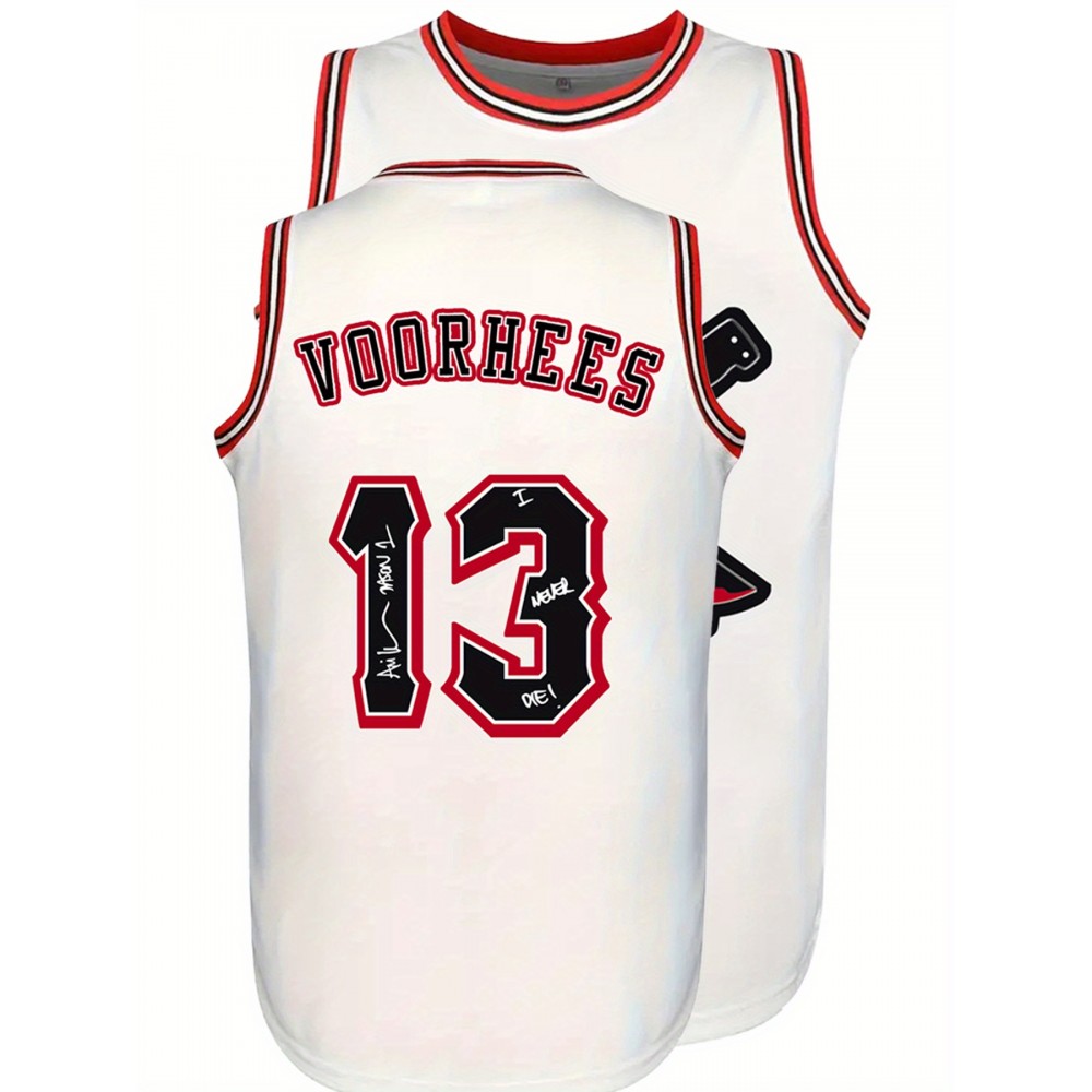 Mens #13 White Basketball Jersey, Breathable Round Neck Sleeveless Letter Embroidery Sweatshirt Training Competition Sports Uniforms Suitable for summer
