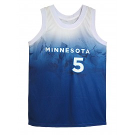 Men'S #5 Blue Basketball Jersey, Letter Embroidery Breathable Round Neck Sleeveless Sweatshirt Training Competition Sports Uniforms Suitable For Summer