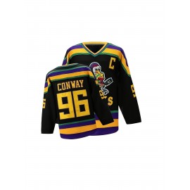Men's Ice Hockey Jersey Black #96 Charlie Conway Mighty Ducks Adam Banks Movie Retro Vintage