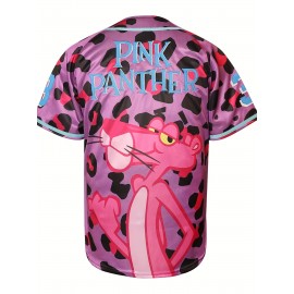 Pink Panther Baseball Jersey For Men, 90s Hip Hop Stitched Sports Fan Clothing For Party White Pink Purple S-3XL