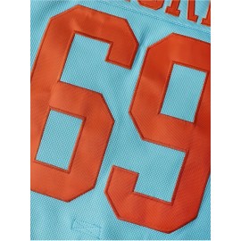 Men'S Blue # 69 Ice Hockey Sports Shirt, Loose Embroidered Long Sleeves, Sports Fashion Casual, Street Breathable