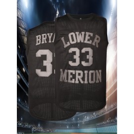 33 Basketball Suit Embroidered Men'S Basketball Vest Round Neck Polyester Sleeveless Mesh Sports Vest S-3XL