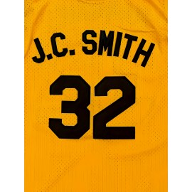 Men's #32 Basketball Jersey - J.C. Smith Maughalt, Yellow and Black Sports Uniform, V-Neck, Polyester, Sizes S-XXXL, Ideal for Team Sports, Training, and Casual Wear, Sports Jersey|Athletic Style| Detailing