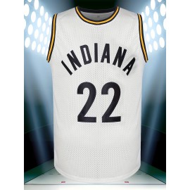 Men's Indiana 22 Basketball Jersey, Polyester Knit Fabric, V-Neck, Loose Fit, Quick-Dry, Breathable, for Casual & Athletic Wear, Sizes S-3XL