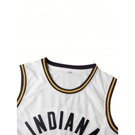 Men's Indiana 22 Basketball Jersey, Polyester Knit Fabric, V-Neck, Loose Fit, Quick-Dry, Breathable, for Casual & Athletic Wear, Sizes S-3XL
