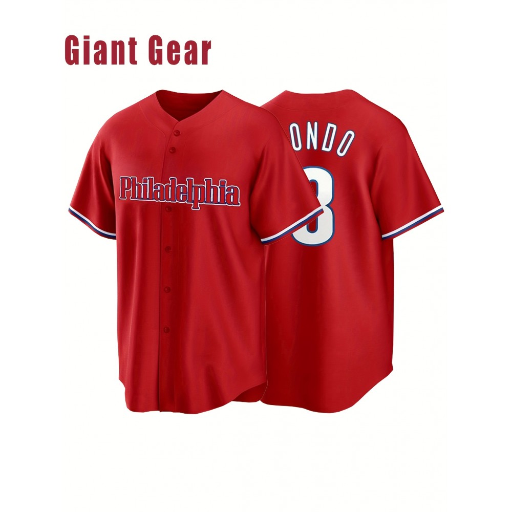 Men'S Baseball Sweatshirt # 3 Red Retro Classic Baseball Breathable Sweatshirt Embroidered Sewing Sports Wear For Training And Competition