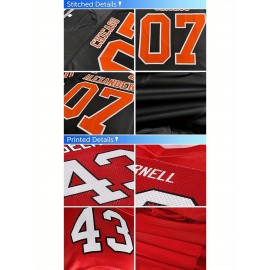 Customizable Plus Size Football Jersey - Personalized Name & Number, Vibrant Orange & White Striped Design, V-Neck Short Sleeve for Women'S Outdoor Sports, Team Uniforms, Summer Athletic Wear, Sporty Clothing, Durable Sportswear