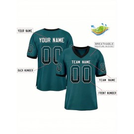 Customizable Plus Size Football Jersey - Personalized Name & Number, Vibrant Orange & White Striped Design, V-Neck Short Sleeve for Women'S Outdoor Sports, Team Uniforms, Summer Athletic Wear, Sporty Clothing, Durable Sportswear