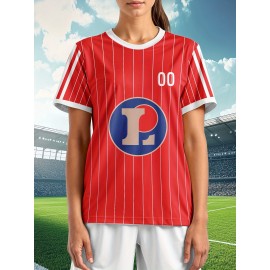 Custom-made large-sized football shirts for women, with custom names and numbers, breathable fabrics for sports, team events, and casual use