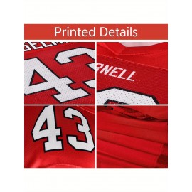 Customizable Football Jersey - Personalized Team Name & Number, Breathable Mesh Back, V-Neck Design, Unisex for Men & Women, Outdoor Sports, Summer Activewear, Custom Football Jersey