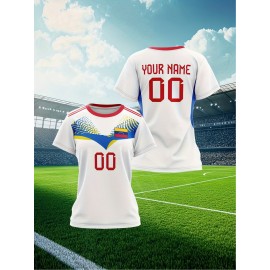 Customizable Women'S Soccer Jersey - Personalized Name & Number, Red Camo Design, Soft Fabric, Round Neck, Summer Sports & Casual Wear, Soccer Accessories