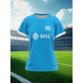 Customizable Women'S Plus Size Football Jersey - Personalized Team Name & Number, Breathable Outdoor Sports Shirt with Vibrant Blue & Pink Geometric Design, Perfect for Soccer Fans, Soccer Fan Apparel | Vibrant Jersey Design | Durable Fabric Shirt