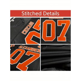 Customizable Football Jersey - Personalized Name & Number, V-Neck, Short Sleeve, Breathable Mesh Fabric, Team Colors with Bold 