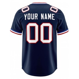 Custom Football Jersey Personalized with Team Name & Number - Women's Large Size Sports Shirt, Navy Blue & Red Color Scheme, Non-Stretch Fabric for Soccer, Team Uniforms, Gifts - Easy-Care Athletic Apparel, Sleeve Stripes, Detailing