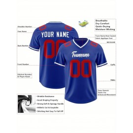 Custom Football Jersey Personalized with Team Name & Number - Women's Large Size Sports Shirt, Navy Blue & Red Color Scheme, Non-Stretch Fabric for Soccer, Team Uniforms, Gifts - Easy-Care Athletic Apparel, Sleeve Stripes, Detailing