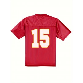 Team Spirit Wear| Women's Kansas City #15 Red Jersey - 100% Polyester V-Neck Sports Shirt with 