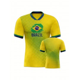 Professional Sports Fabric Women's Creative Graphic Print South American National Team Football Jersey T-Shirt, As Gifts For Sports Fans