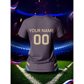 Custom Name and Number Women'S V-Neck Football Jersey, Team Training Sportswear, Comfortable Breathable, Quick-Drying, Daily Casual, Polyester, Slight Stretch, All Over Print, Regular Length, Spring/Summer/Fall, Knit Fabric, 210 g/m²