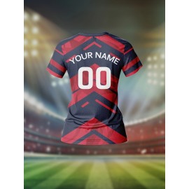 Customizable Women'S V-Neck Soccer Jersey - Personalized Team Training & Fitness Top with Name and Number, Breathable, Quick-Dry, Ideal for Casual Wear in Spring/Summer/Fall, Spring Jersey | Stylish Soccer Top | Quickdry Fabric