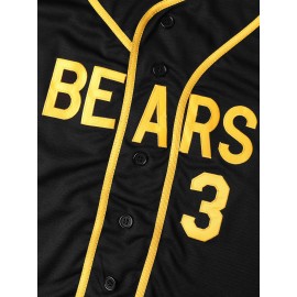 Bad News Bears 3 Varsity Jersey - Classic 1976 Movie Style, Black & Yellow with Orange Accents, Button-Up Front, Moisture-Wicking Polyester, Sizes S-XL for Boys & Girls, Youth Sports Apparel | Sporty Youth Outfit | Polyester Fabric
