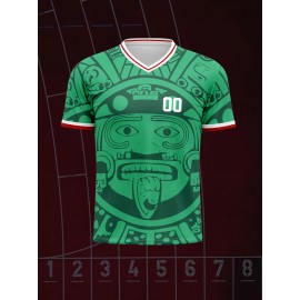 1pc Customizable V-Neck Football Jersey for Kids - Polyester 100% Knit Fabric, Medium Stretch, All Over Print, Preppy Casual Street Style, Sports & Leisure Top for Children, Teens - Ideal for Parties, Beach, Weekend, Festive Occasions