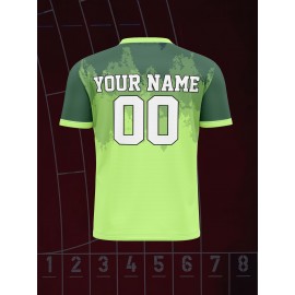 Customizable Youngsters' Soccer Jersey - V-Neck, Personalized Name & Number, Bright Green with Blue Accents, Comfortable for Sports, Outdoor Play & Training, Youth Sports Apparel | Vibrant Youth Top | Comfortable Polyester