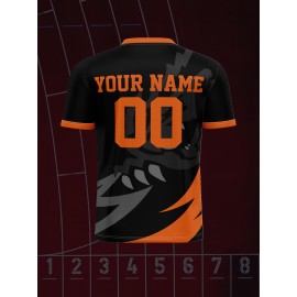 1pc Customizable V-Neck Soccer Jersey for Kids - 100% Polyester, Medium Stretch, All-Over Print, Personalized Name & Number, Regular Fit, for Boys & Girls, Ideal for Sports, Casual Wear, Training, Beach, Birthday - Spring/Summer/Fall
