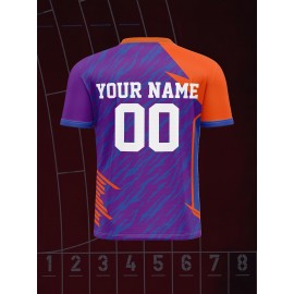 1pc Customizable V-Neck Soccer Jersey for Kids - 100% Polyester Knit Fabric, All-Over Print, Personalized Name & Number, Regular Fit for Boys & Girls, Ideal for Sports, Casual Wear & Outdoor Activities - Spring/Summer/Fall