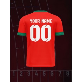 Customized Name And Number V-neck Football Jersey, Polyester Medium Stretch All Over Print Sports Shirt for Boys And Girls, Preppy Casual Street Style