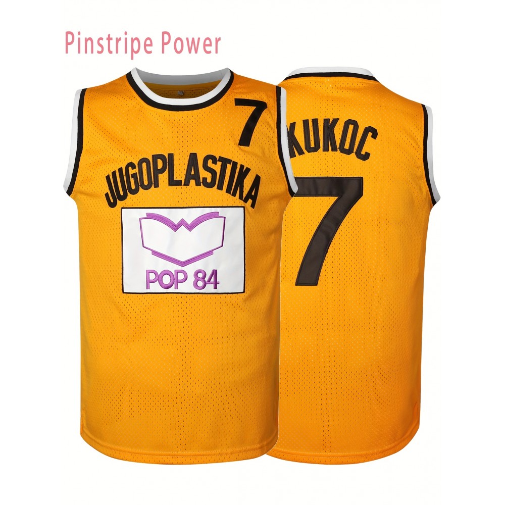 Men'S # 7 Yellow Basketball Training Jersey Breathable Mesh Vest V-neck Sleeveless Sports Shirt Suitable For Sports And Casual Wear Size S-3XL