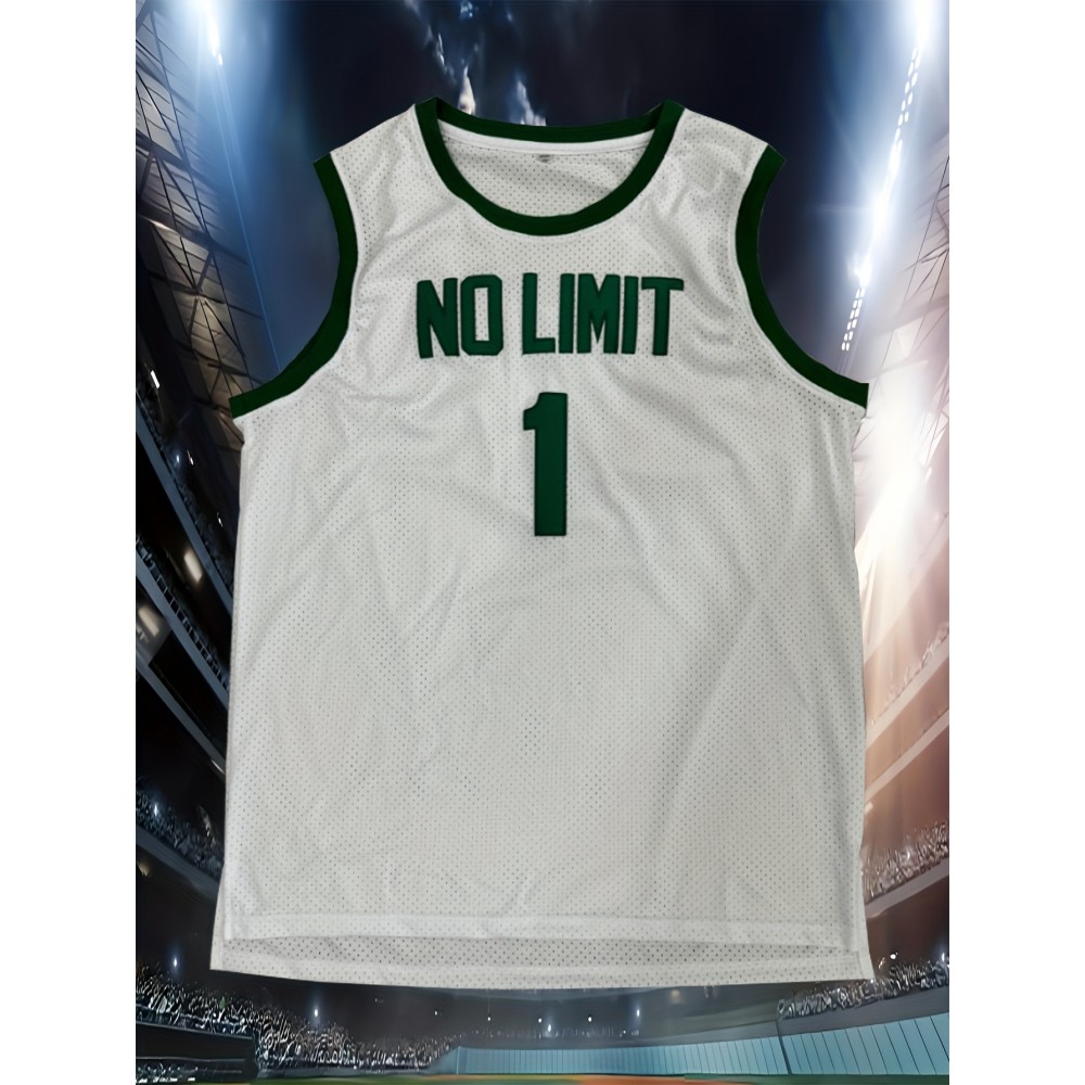 Men's #1 Basketball Jersey - White with Green 