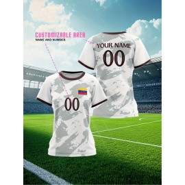 Customizable Women'S Soccer Jersey - Personalized Name & Number, Red Camo Design, Soft Fabric, Round Neck, Summer Sports & Casual Wear, Soccer Accessories